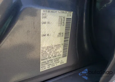 2017 Nissan Altima 2.5 z USA, uszkodzony, nr VIN 1N4AL3AP0HN328581